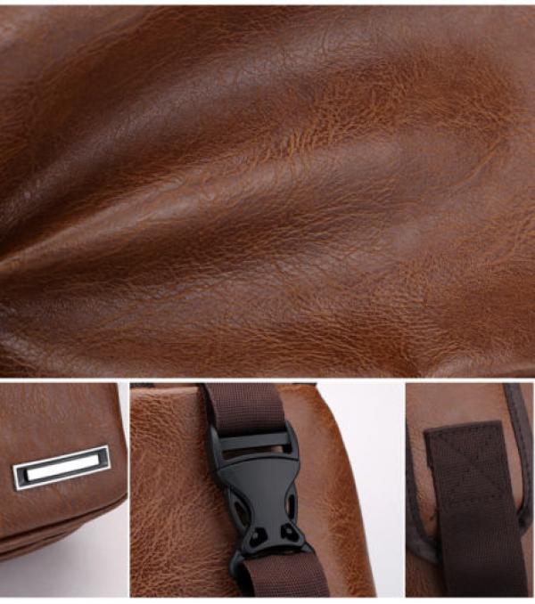 Crossten Men's PU Leather Sling Pack